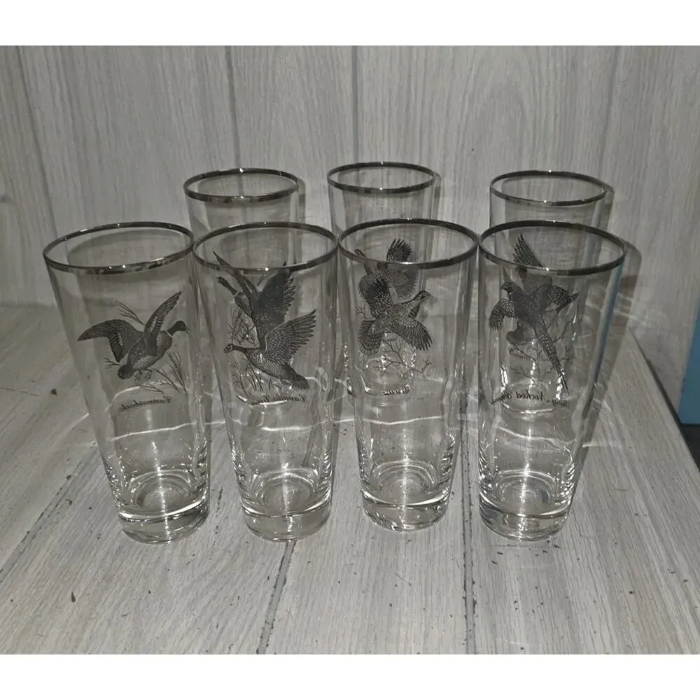 Vtg Federal Highball Glasses Canada Goose Game Birds Sportsman Barware Man Cave